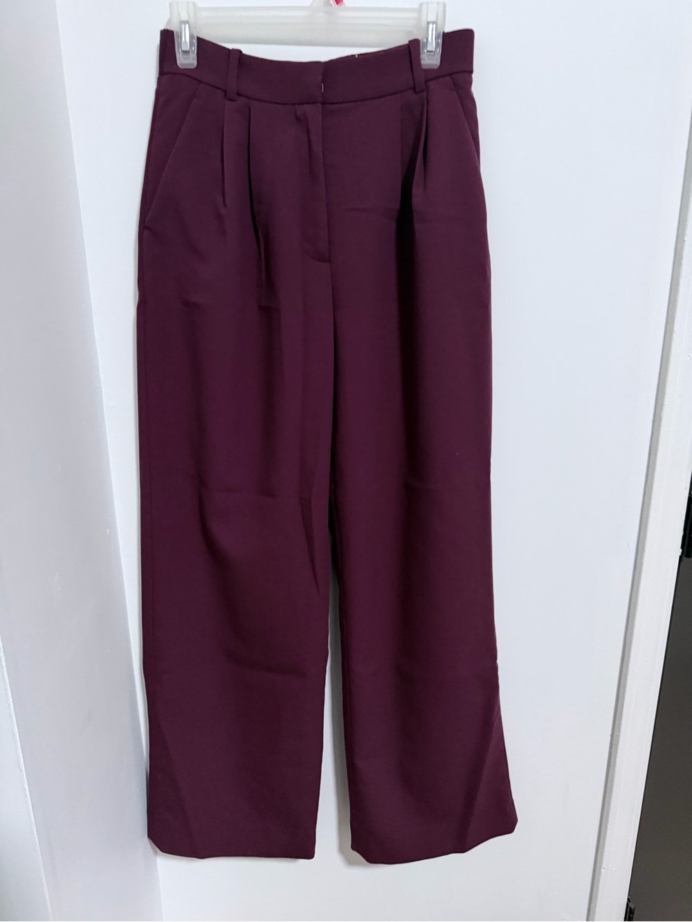 Abercrombie & Fitch Wide-Leg Trousers in Plum - Picture 1 of 3